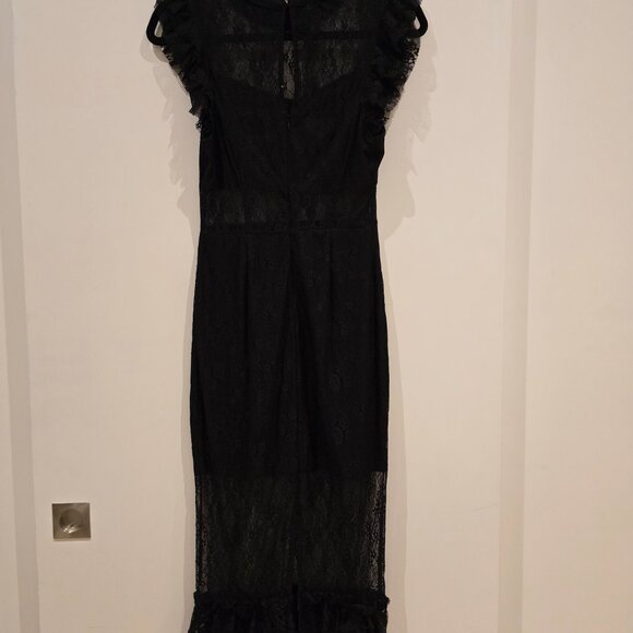 Vici Lace insert Midi Dress. Black, Small - Picture 4 of 6